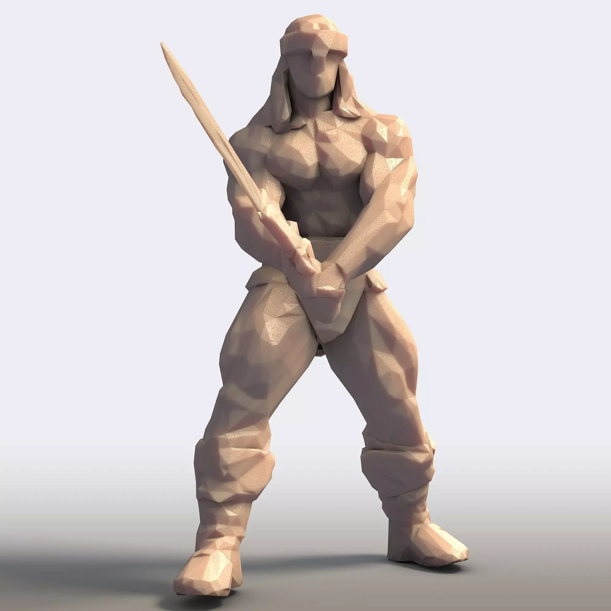 Conan Varvar Low Poly 3D print model_7