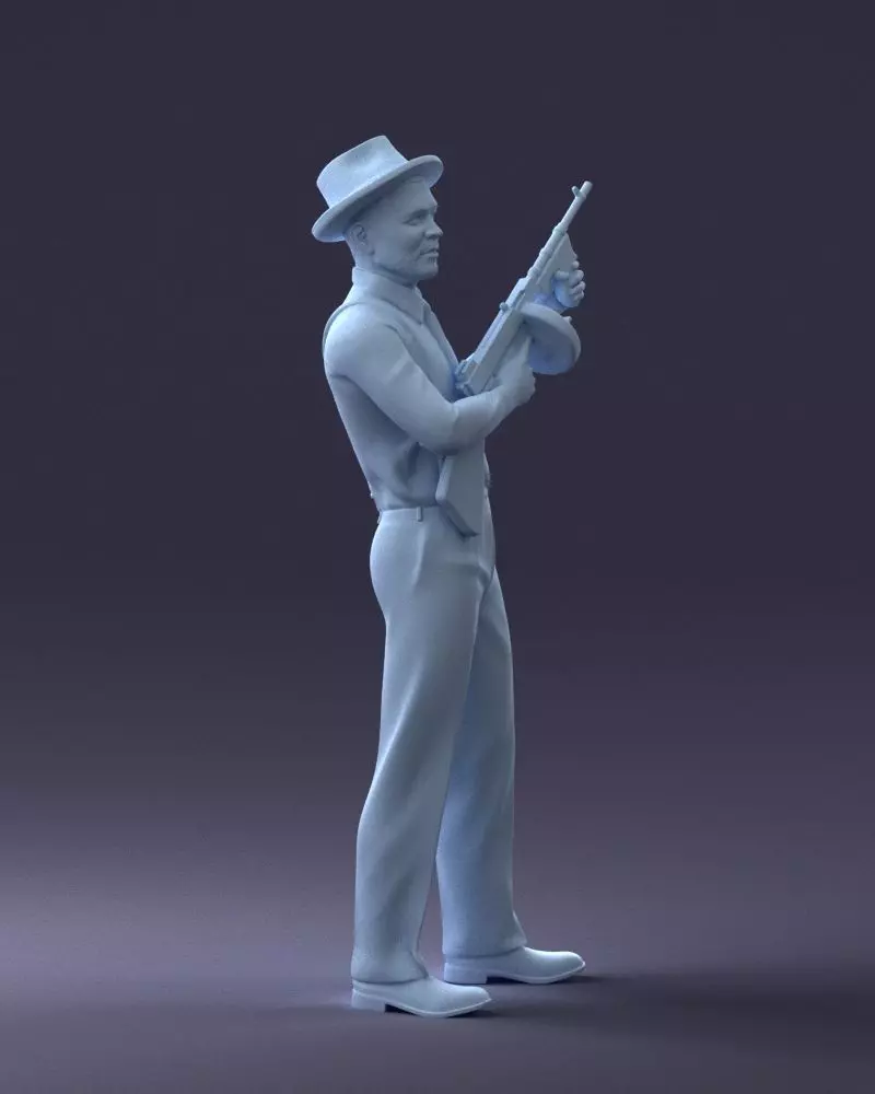 000289 Gangster with Thompsons Machine Gun 0105 3dp 3D print model_4