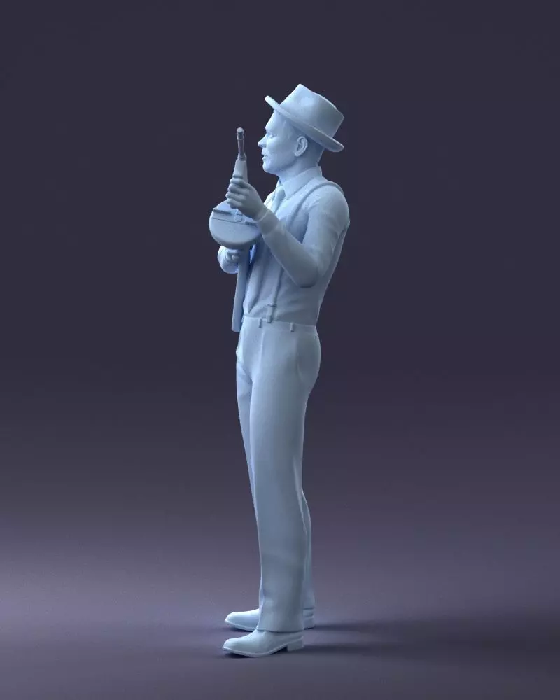 000289 Gangster with Thompsons Machine Gun 0105 3dp 3D print model_9