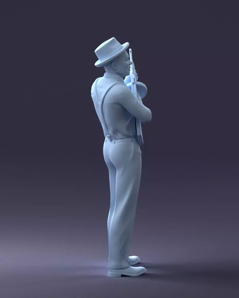 000289 Gangster with Thompsons Machine Gun 0105 3dp 3D print model_5