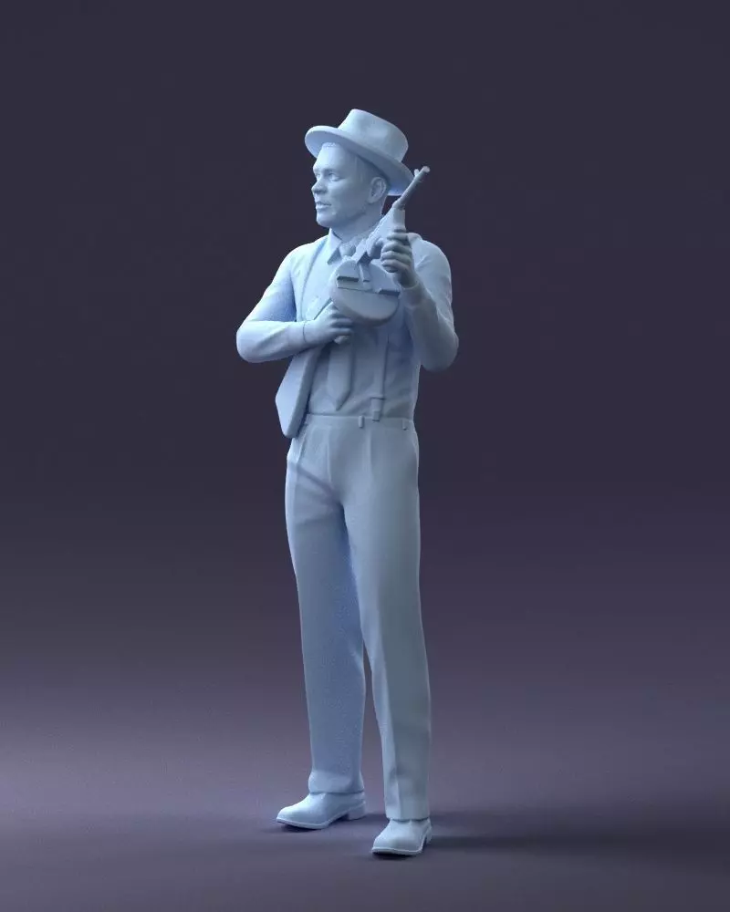 000289 Gangster with Thompsons Machine Gun 0105 3dp 3D print model_10