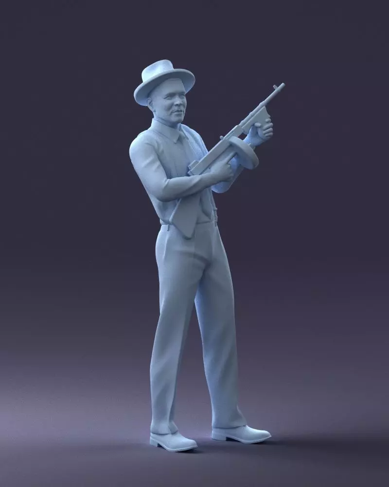 000289 Gangster with Thompsons Machine Gun 0105 3dp 3D print model_3