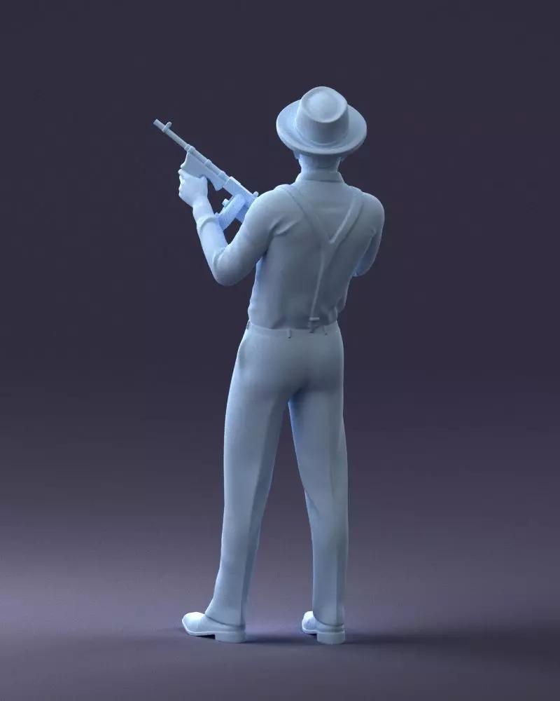 000289 Gangster with Thompsons Machine Gun 0105 3dp 3D print model_7