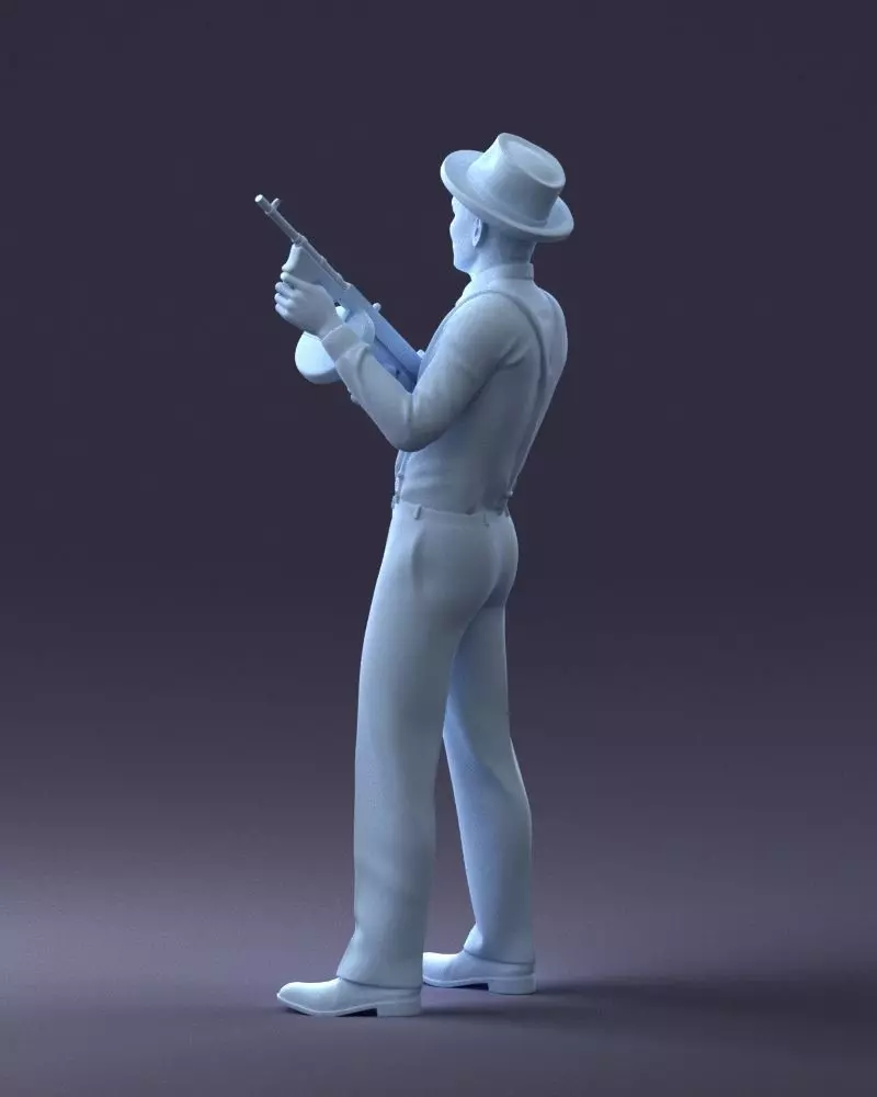 000289 Gangster with Thompsons Machine Gun 0105 3dp 3D print model_8