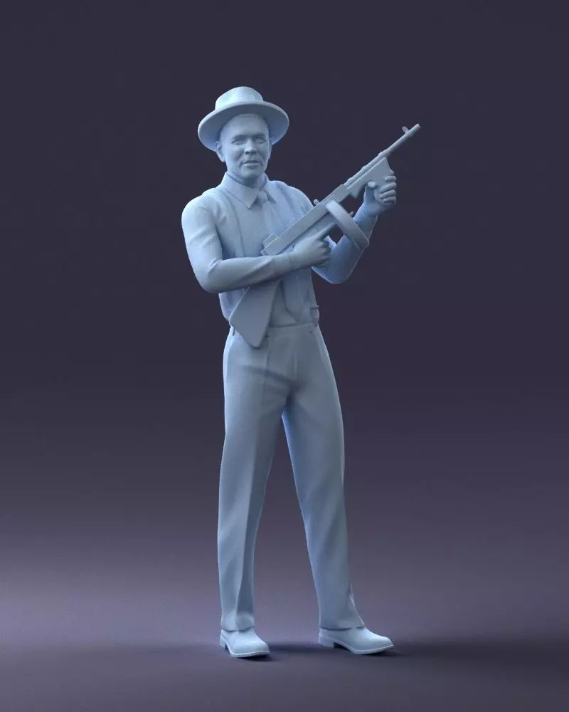 000289 Gangster with Thompsons Machine Gun 0105 3dp 3D print model_2