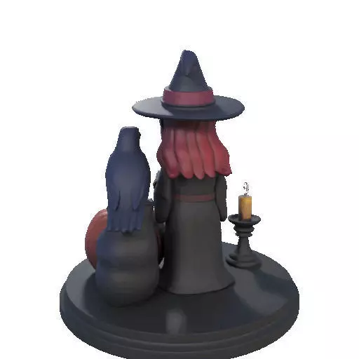 2416Halloween Witch with Skull Raven and Pumpkin 3D print model_25