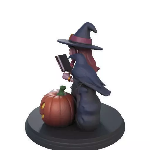 2416Halloween Witch with Skull Raven and Pumpkin 3D print model_30