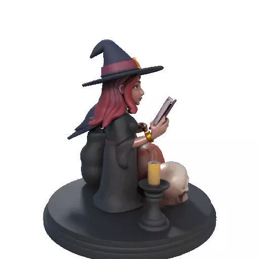 2416Halloween Witch with Skull Raven and Pumpkin 3D print model_17