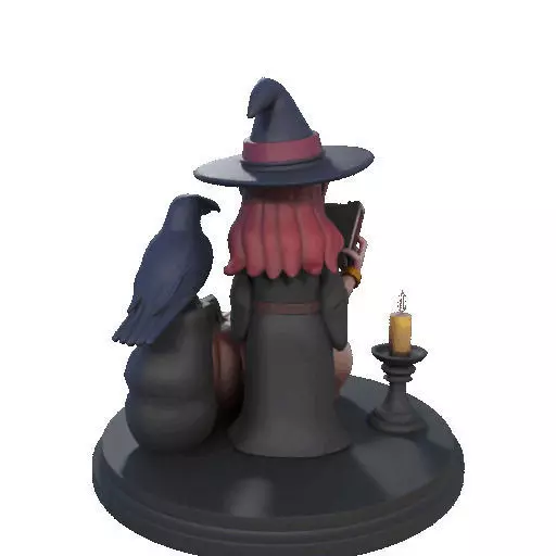 2416Halloween Witch with Skull Raven and Pumpkin 3D print model_23