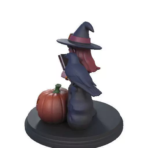 2416Halloween Witch with Skull Raven and Pumpkin 3D print model_29