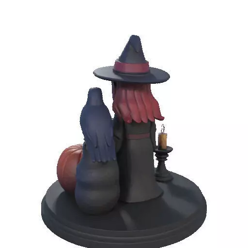 2416Halloween Witch with Skull Raven and Pumpkin 3D print model_26