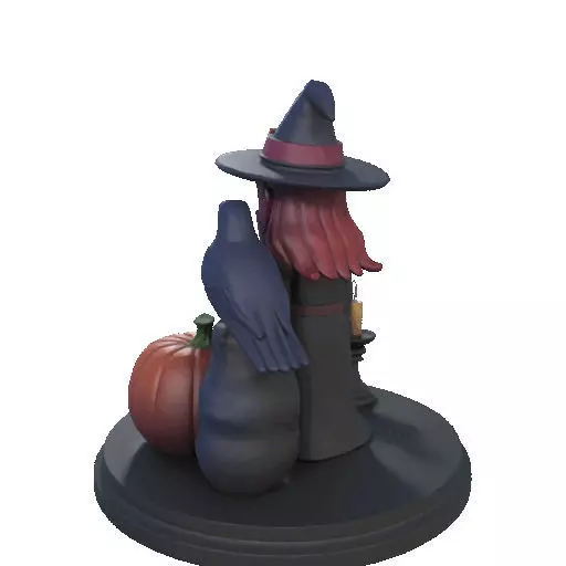 2416Halloween Witch with Skull Raven and Pumpkin 3D print model_27