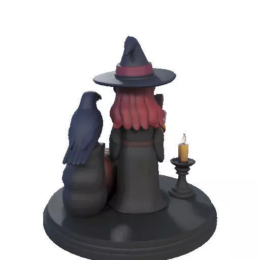 2416Halloween Witch with Skull Raven and Pumpkin 3D print model_24