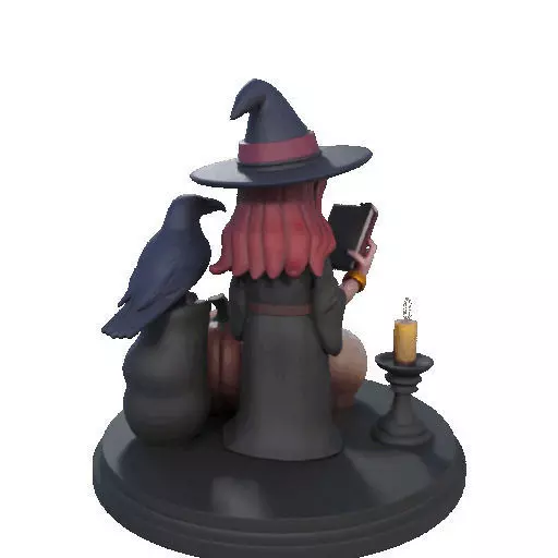 2416Halloween Witch with Skull Raven and Pumpkin 3D print model_22