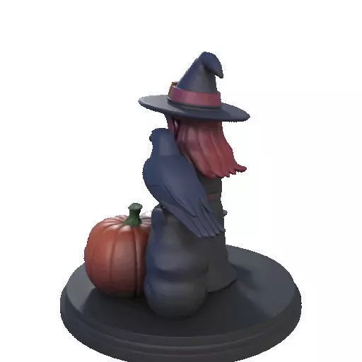 2416Halloween Witch with Skull Raven and Pumpkin 3D print model_28