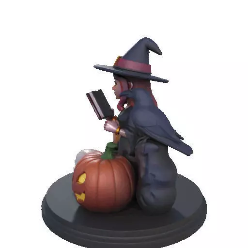2416Halloween Witch with Skull Raven and Pumpkin 3D print model_31