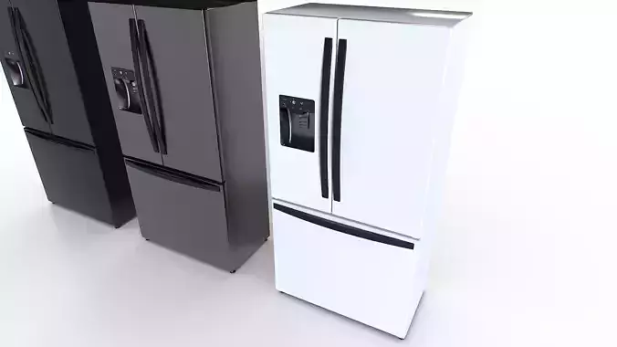 American fridge set 2 Low-poly 3D model 5