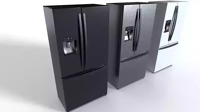 American fridge set 2 Low-poly 3D model 2