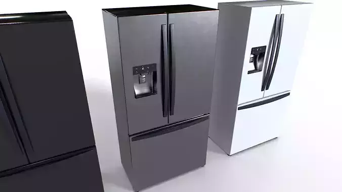 American fridge set 2 Low-poly 3D model 3