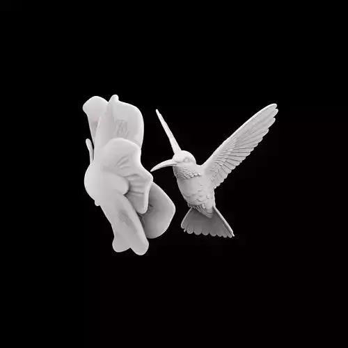 Hummingbird on Flower Sculpture