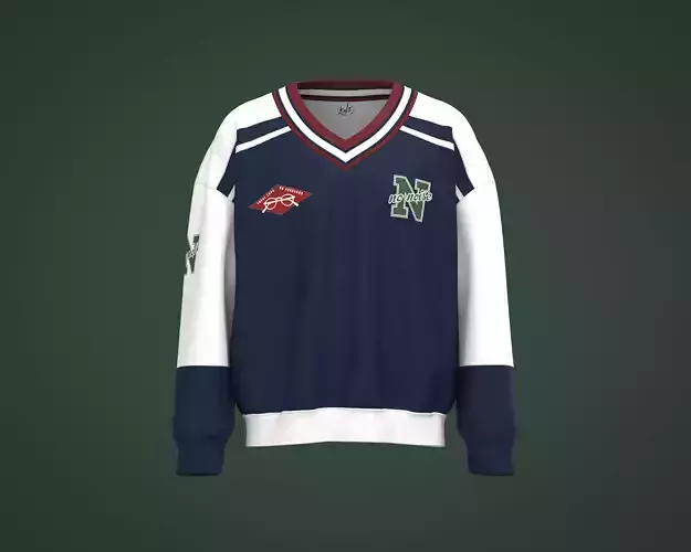 Mens sports sweatshirt with color block and graphic with rib