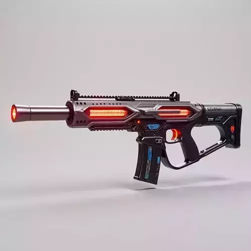Futuristic Laser Rifle 3D Model SciFi Assault Weapon