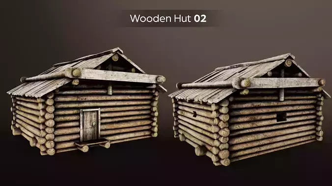 Wooden Huts Pack Low-poly 3D model 4