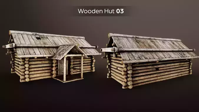 Wooden Huts Pack Low-poly 3D model 5