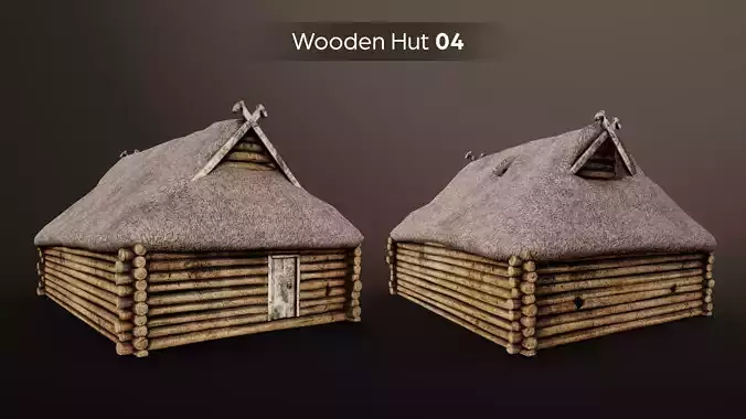 Wooden Huts Pack Low-poly 3D model 6