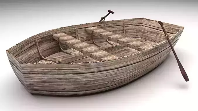 Fishing Wooden Boat 3D model