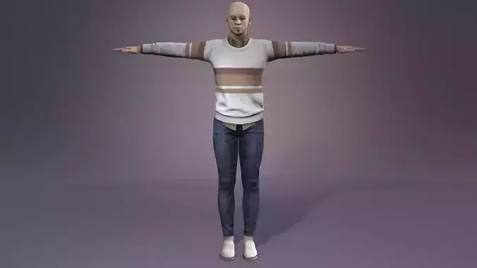 Casual Male Character in Sweater and Jeans - 3D Model