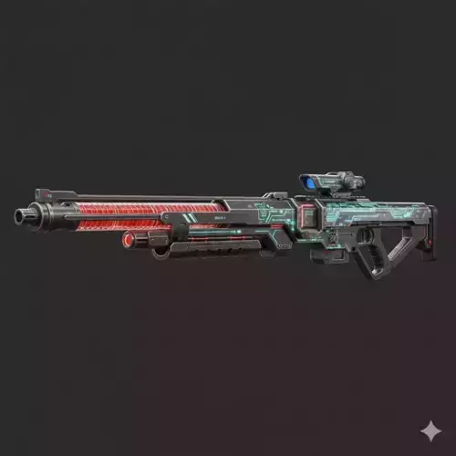 Futuristic Laser Rifle 3D Model Cyberpunk Sniper Weapon