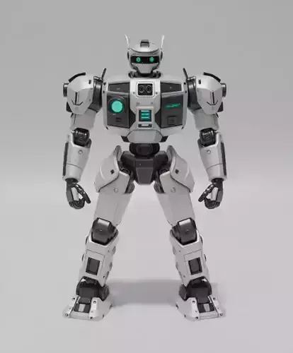 Sentinel Bot Futuristic Humanoid Robot Glowing Blue Accents