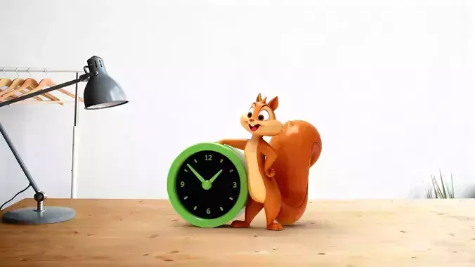 Squirrel desk clock