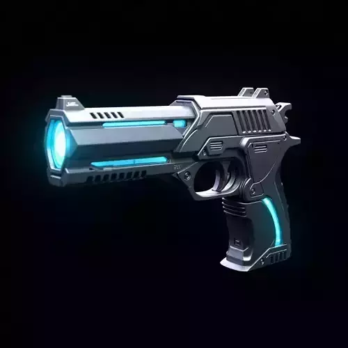 Futuristic Energy Pistol 3D Model SciFi Handgun Weapon
