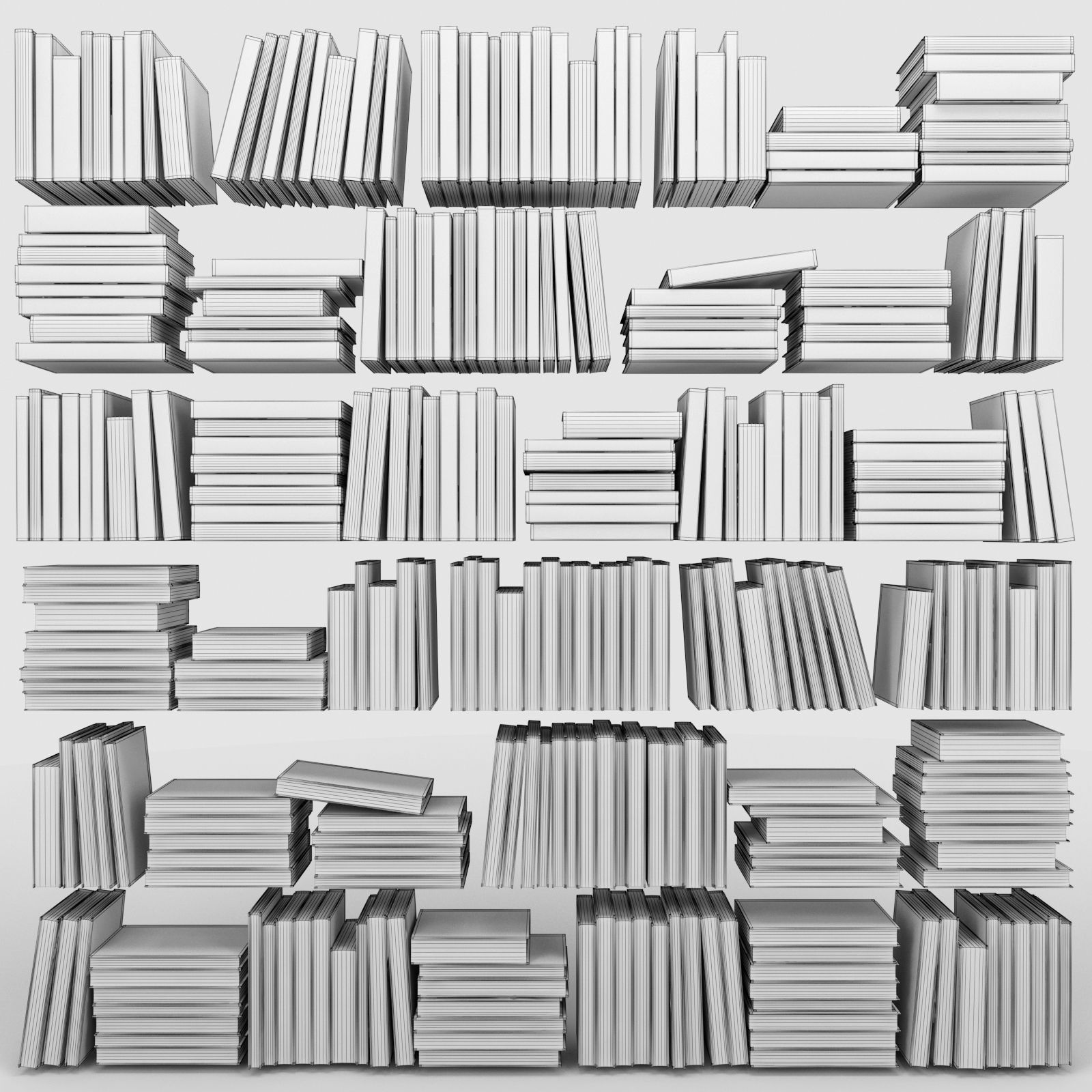 Books bookshelves Low-poly 3D model_8