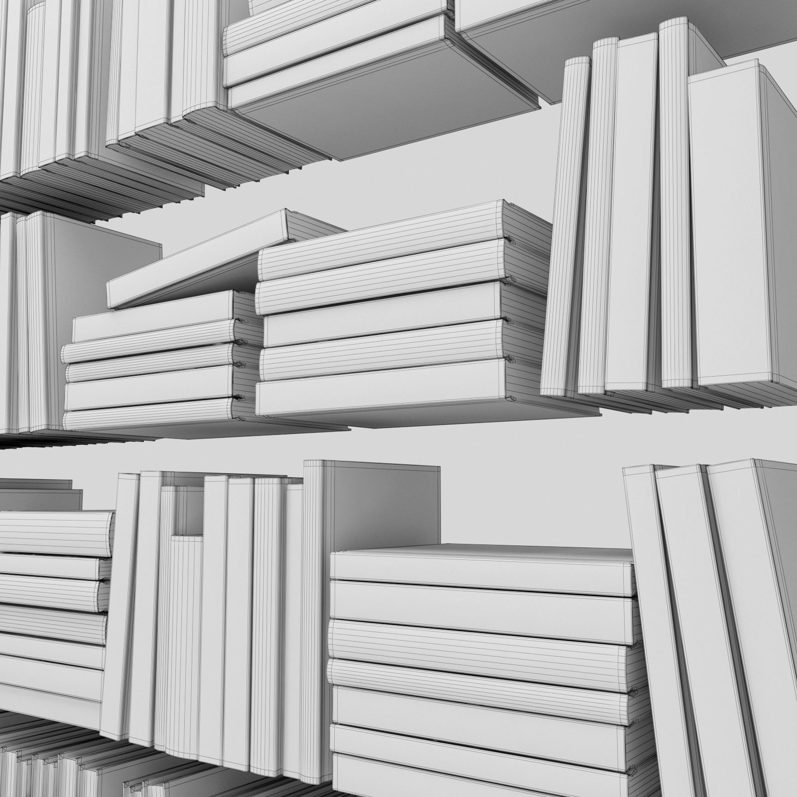 Books bookshelves Low-poly 3D model_7