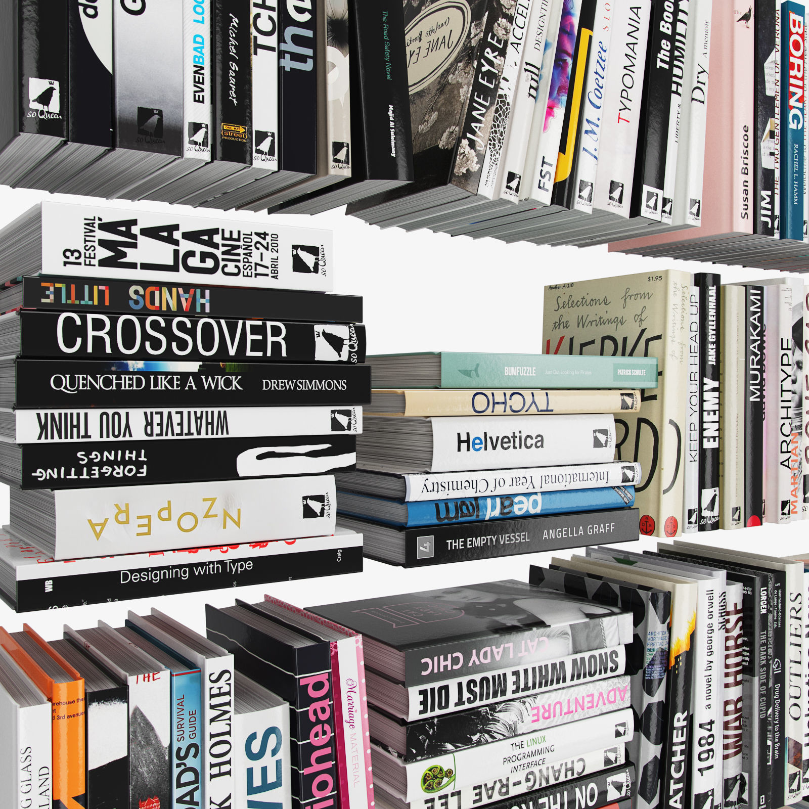 Books bookshelves Low-poly 3D model_3