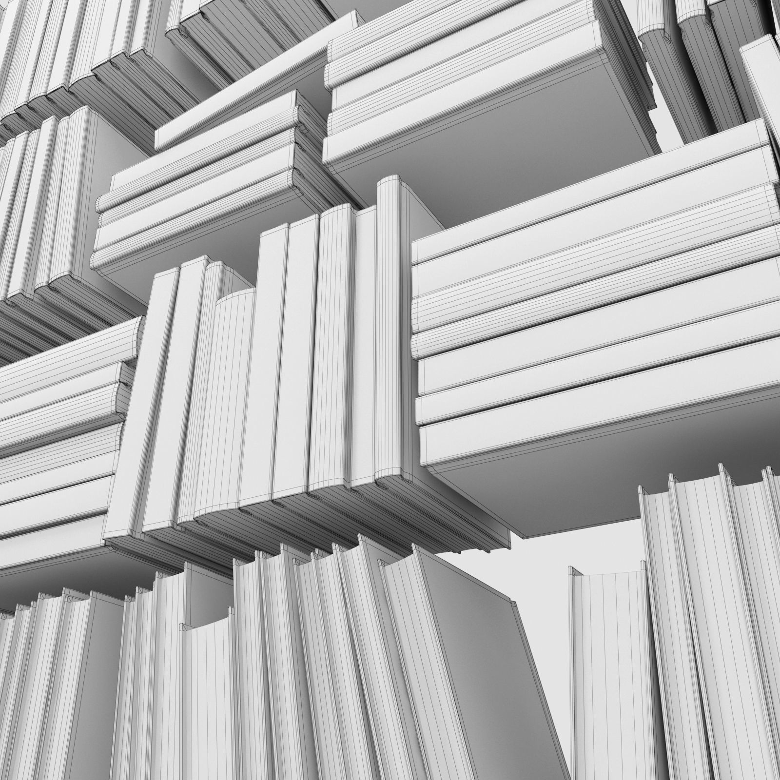 Books bookshelves Low-poly 3D model_6