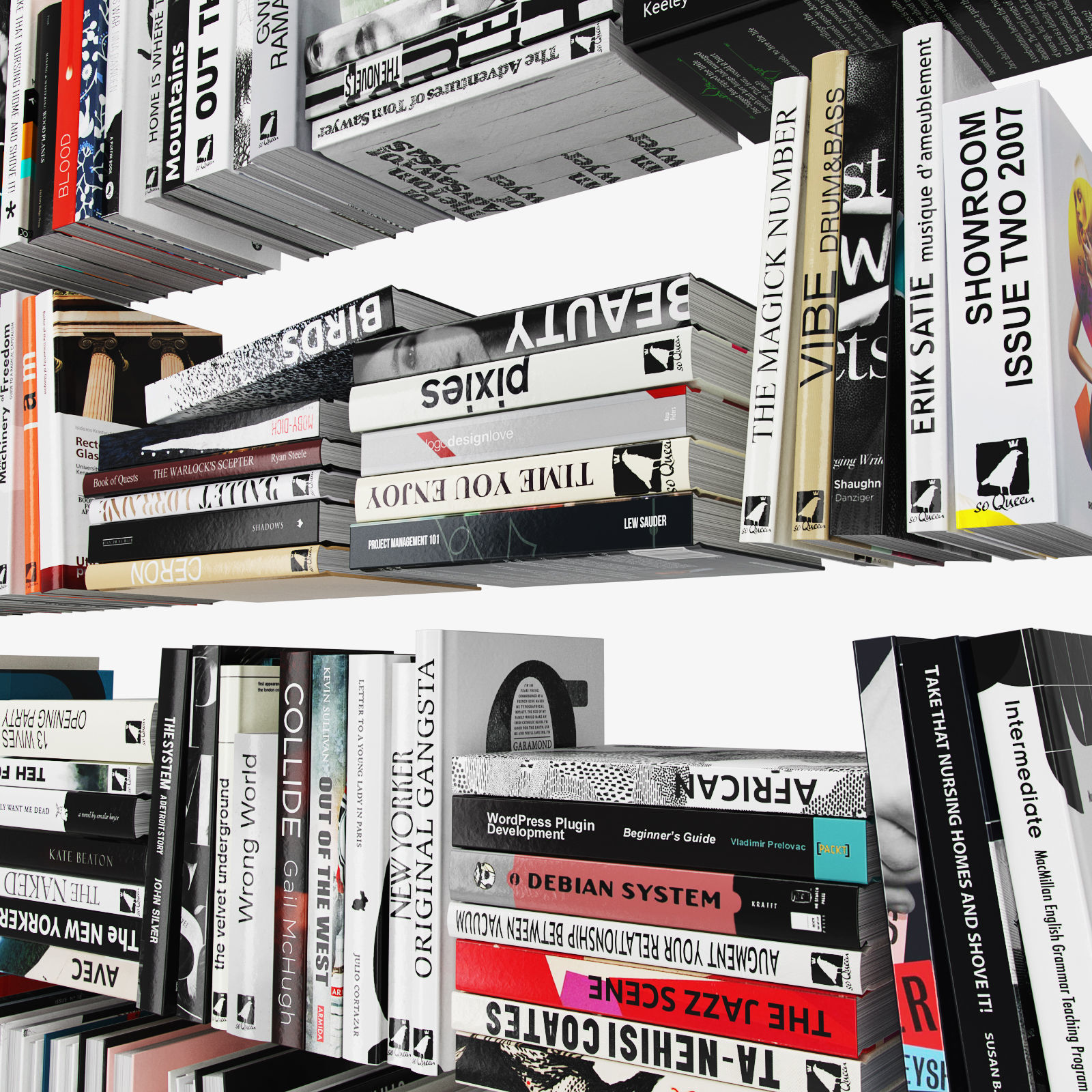 Books bookshelves Low-poly 3D model_4