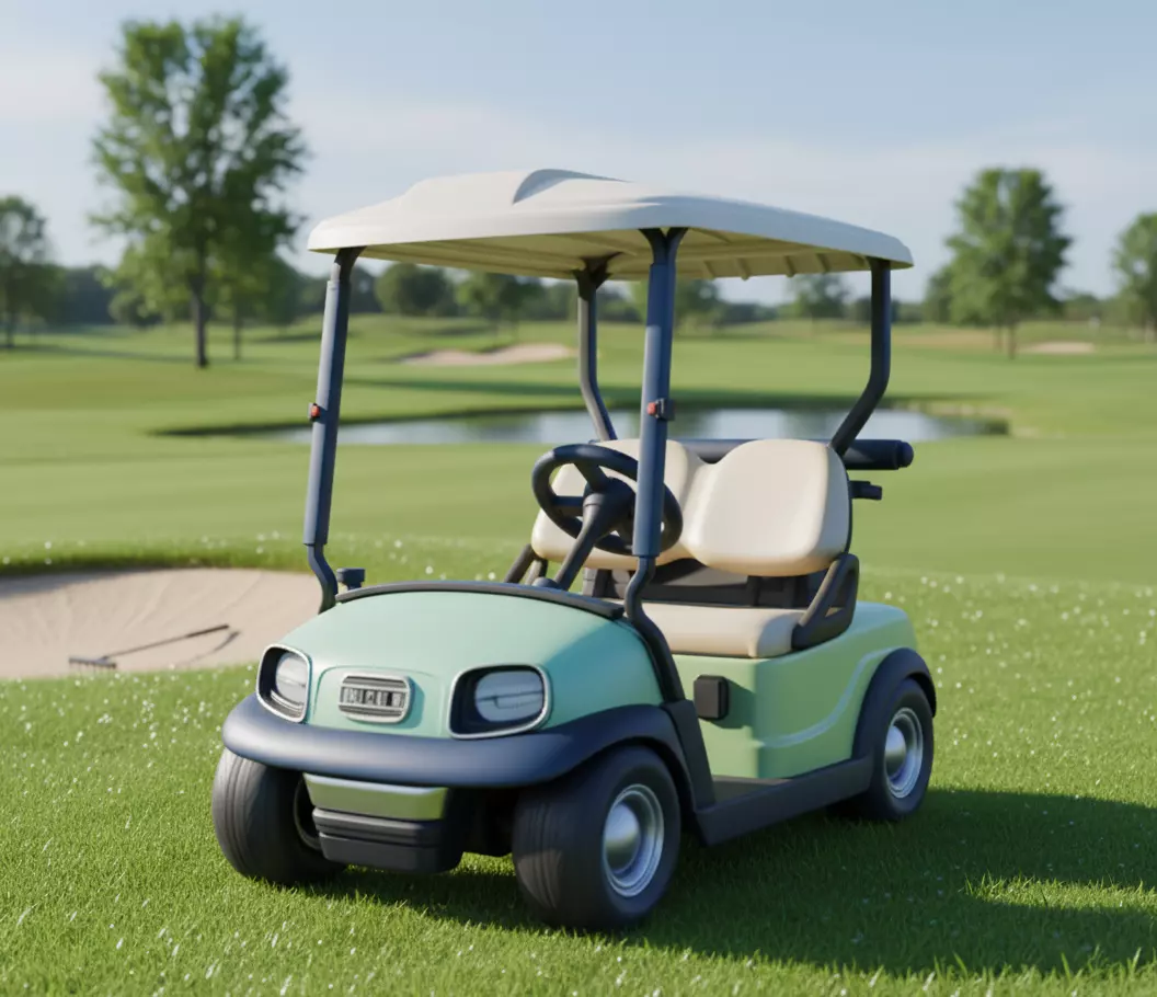 Golf Cart Classic 2-Seater Golf Buggy Lush Green Course Low-poly 3D model_0