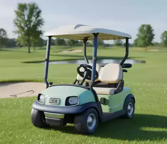 Golf Cart Classic 2-Seater Golf Buggy Lush Green Course Low-poly 3D model Golf Cart Classic 2-Seater Golf Buggy Lush Green Course Low-poly 3D model