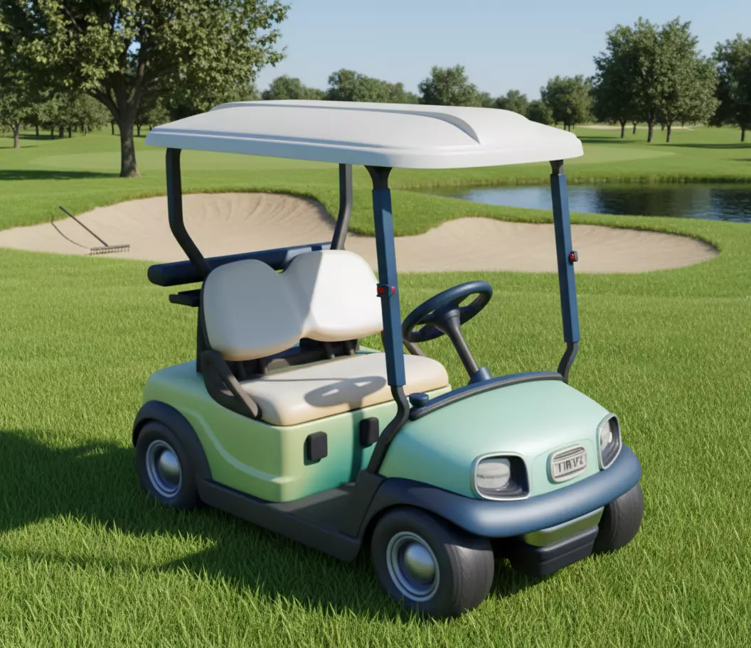 Golf Cart Classic 2-Seater Golf Buggy Lush Green Course Low-poly 3D model_1