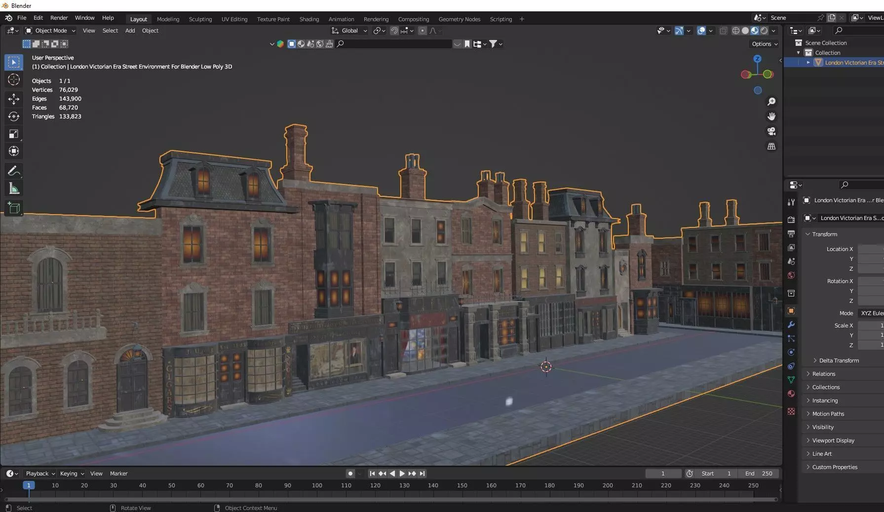 London Victorian Era Street Environment For Blender 3D Model Low-poly 3D model_11