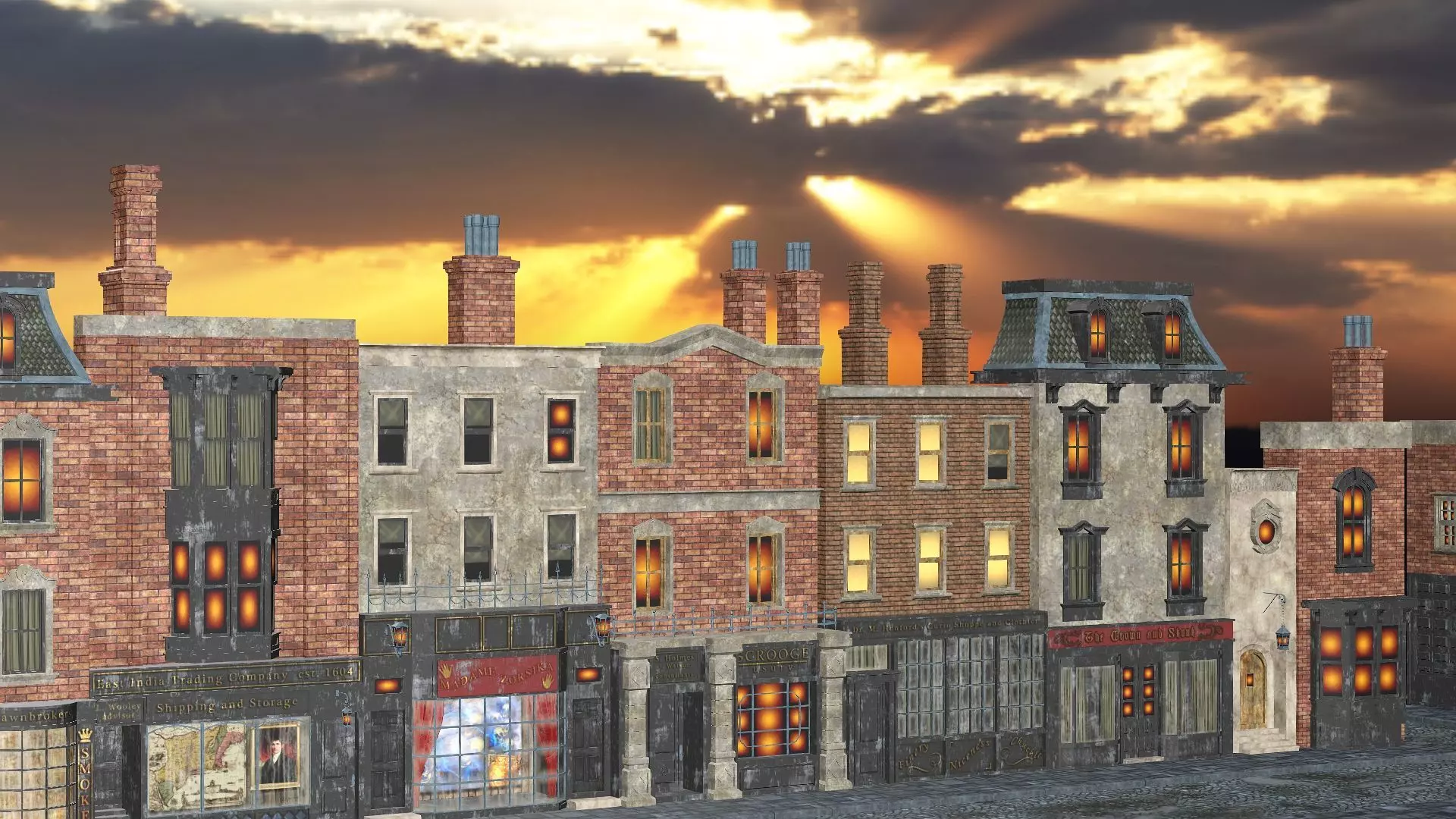 London Victorian Era Street Environment For Blender 3D Model Low-poly 3D model_2