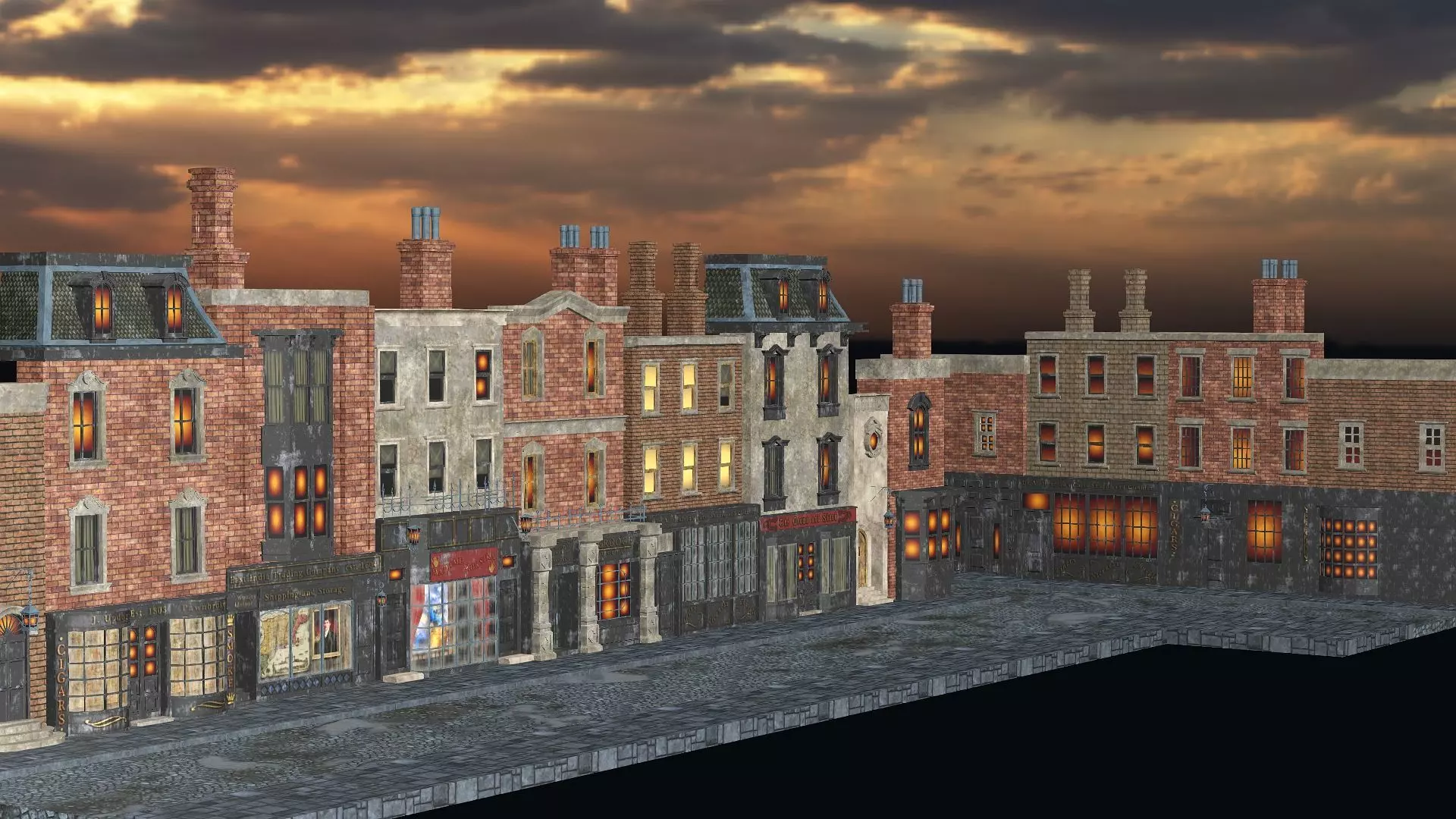 London Victorian Era Street Environment For Blender 3D Model Low-poly 3D model_7
