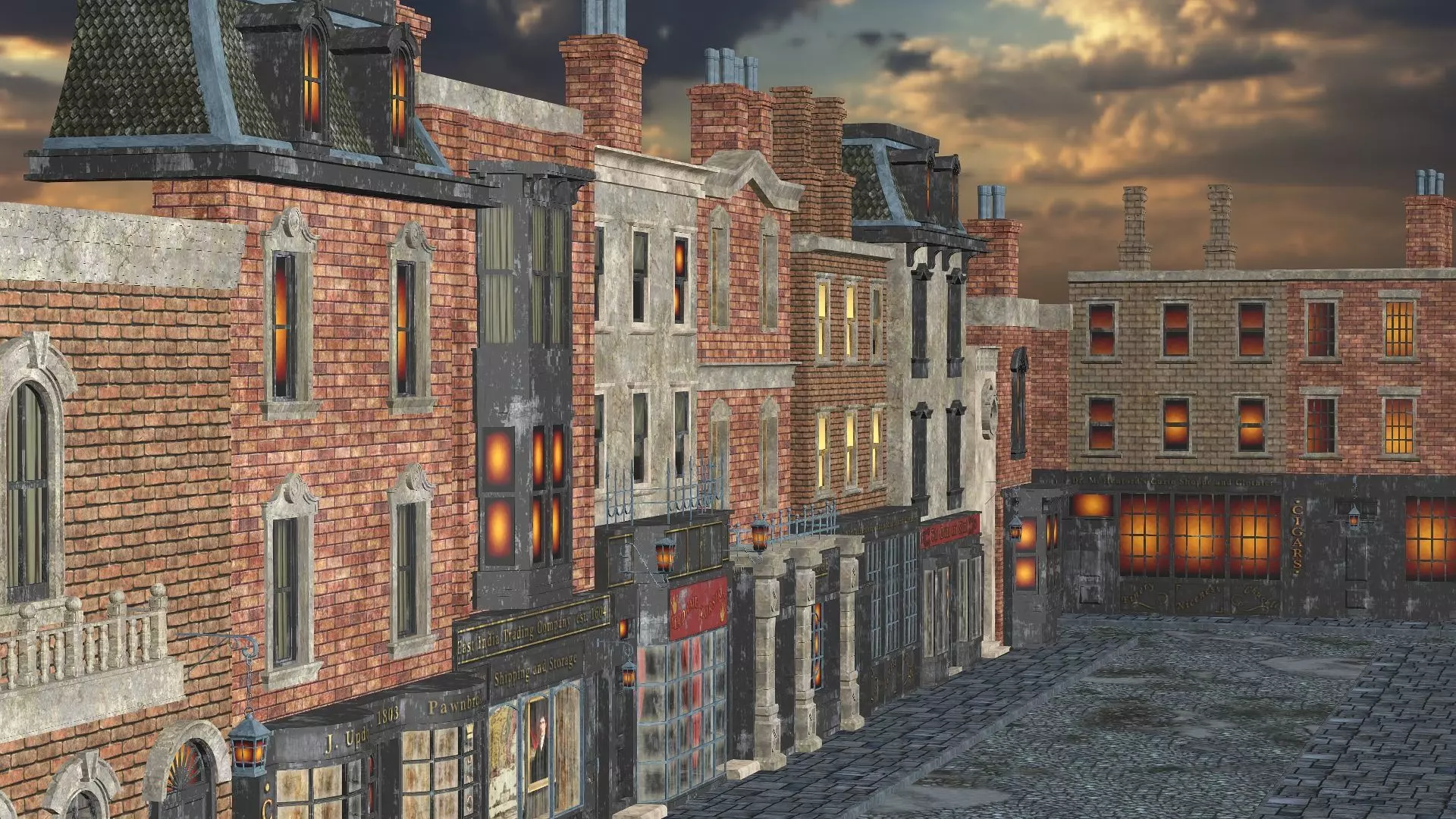 London Victorian Era Street Environment For Blender 3D Model Low-poly 3D model_3