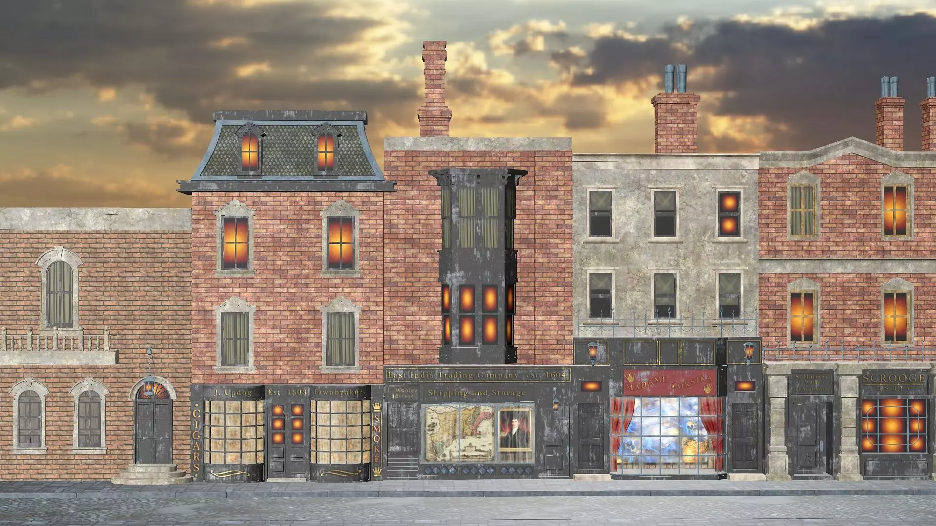 London Victorian Era Street Environment For Blender 3D Model Low-poly 3D model_4