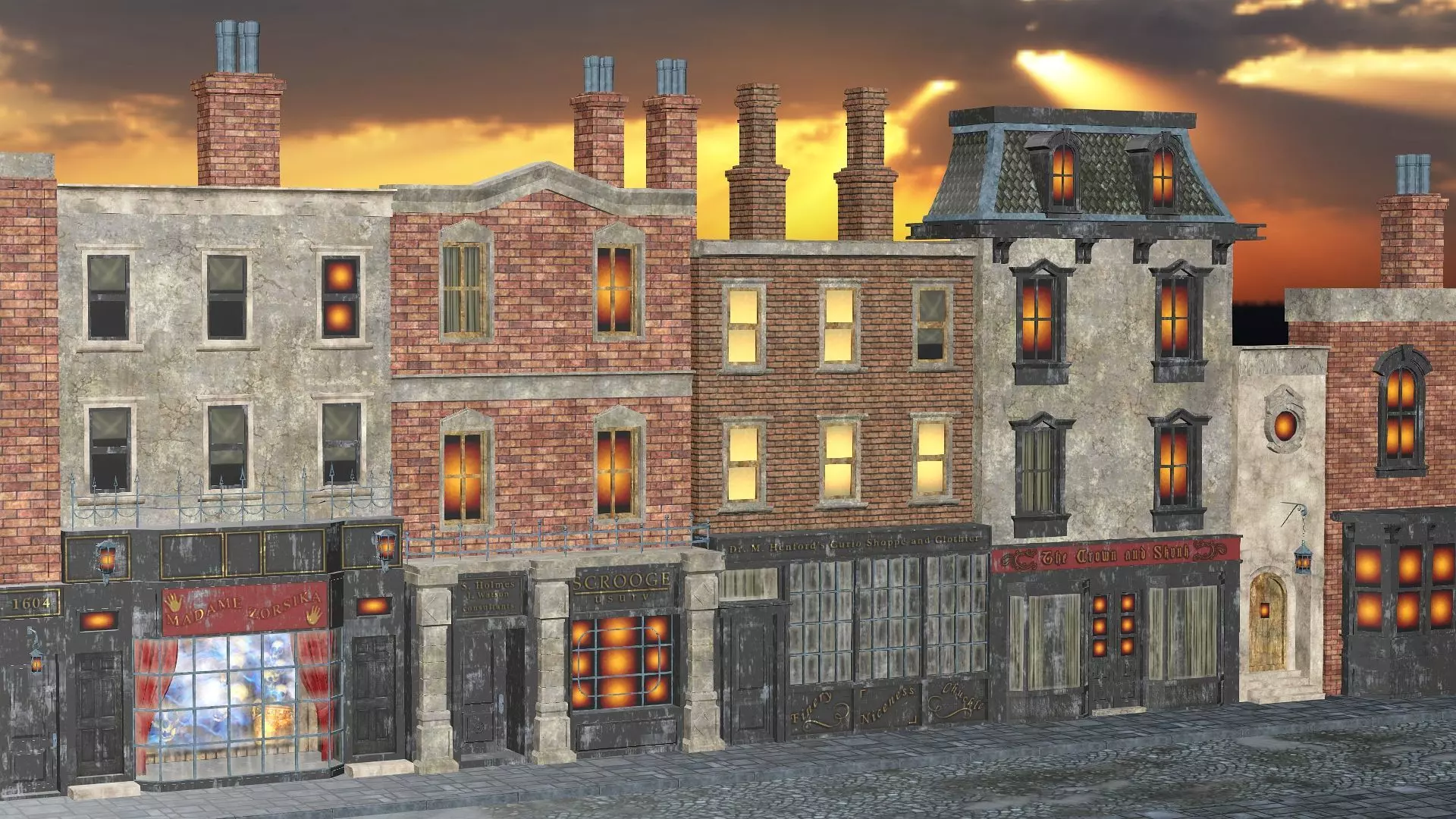 London Victorian Era Street Environment For Blender 3D Model Low-poly 3D model_5