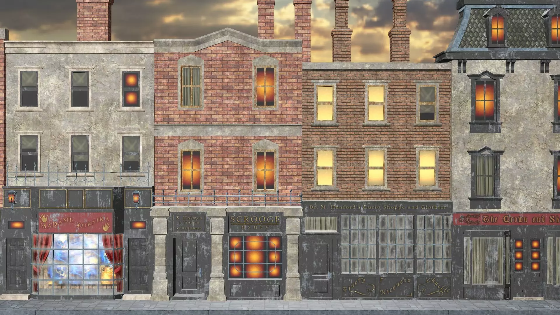 London Victorian Era Street Environment For Blender 3D Model Low-poly 3D model_9